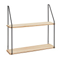 Rustic double-layer black metal wall-mounted shelf, perfect for bathroom, easy to install and decorate